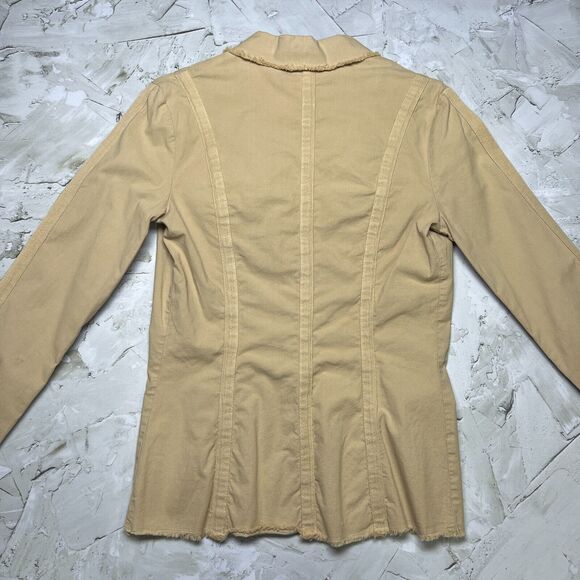 XCVI Wearables Lightweight Long Sleeve Military Jacket SIZE S Beige Shirt USA - Picture 10 of 10